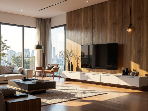 现代公寓客厅，简约设计，舒适沙发，电视墙设计，温馨舒适