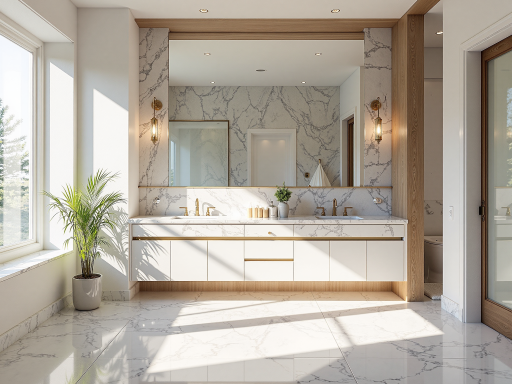 豪华别墅卫生间，现代风格，干湿分离，高档洁具，空间宽敞