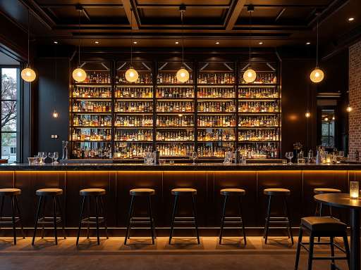 餐厅吧台区域，工业风格设计，现代设备，功能齐全