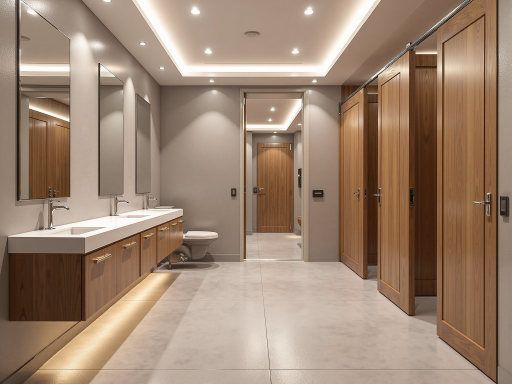 餐厅卫生间，工业风格设计，现代洁具，干净整洁